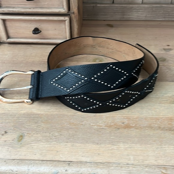 Michael Michael Kors Statement Belt Genuine Leather Studded Size Medium Black - Picture 3 of 7